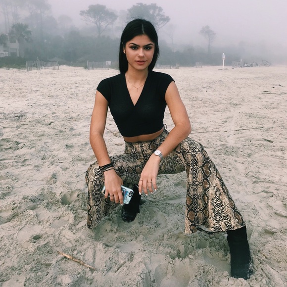 Princess Polly Snakeskin Print Flared Pants - Picture 2 of 2